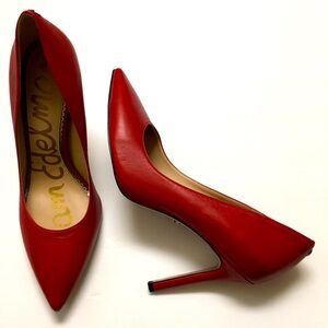 Sam Edelman Hazel Leather Pointy Toe Pumps Heels Size 8 Red